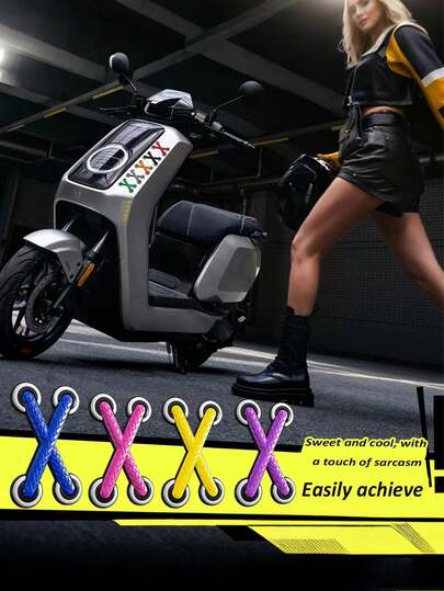 3D硅胶鞋带汽车贴纸 - 逼真的运动鞋鞋带设计，适用于汽车、摩托车和电动自行车装饰 - 创意防刮保护贴（通用）