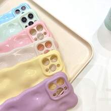 Solid Color Novelty 1pc Candy Color 3D Wavy Textured Shockproof Phone Case Compatible With IPhone 17/17 Pro/17 Pro Max/AIR/16/16 Pro/16 Plus/16 Pro Max/15/15 Plus/15 Pro/15 Pro Max/14/14 Pro/14 Plus/14 Pro Max/13/13 Pro/13 Pro Max/12/12 Pro/12 Pro Max/11/11 PM, Macaron Soft Shell Spring Gift - Yellow - View 5