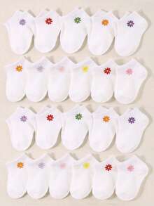 6/12/24 Pairs Candy Color Girls Short Socks, Bow Jacquard White Base, Suitable For Toddlers & Children, Super Soft Elastic Breathable Non-Binding, Fit For 0-36 Months Daily Wear, Spring/Summer, Back To School, Wedding Season Essential Gift Set, Spring/Summer Wardrobe - Multicolor - View 1