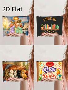 One Makeup Bag, Two Elderly People Happily Dancing In The, A Lightweight Zippered Cosmetic Bag For Women, A Double-Sided Printed Toiletry Travel Bag And Coin Purse - Multicolor - View 1