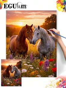 1 Set Lukisan Minyak Digital Bertema Kuda, Karya Seni Buatan Tangan DIY, Cocok untuk Dekorasi Dinding Rumah, dan Hadiah Terbaik untuk Teman. - 40*50cm - View 6