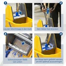 Cleaning Bucket, Mop Bucket, On Wheels, Plastic, Metal Handle, Yellow - View 5