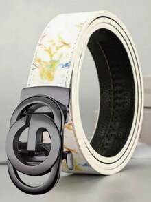 Thắt lưng nam cao cấp lấy cảm hứng từ thiết kế sang trọng - Khóa chữ G mạ vàng hồng với họa tiết trừu tượng màu trắng, thắt lưng tự động. - Nhiều màu - Xem 10