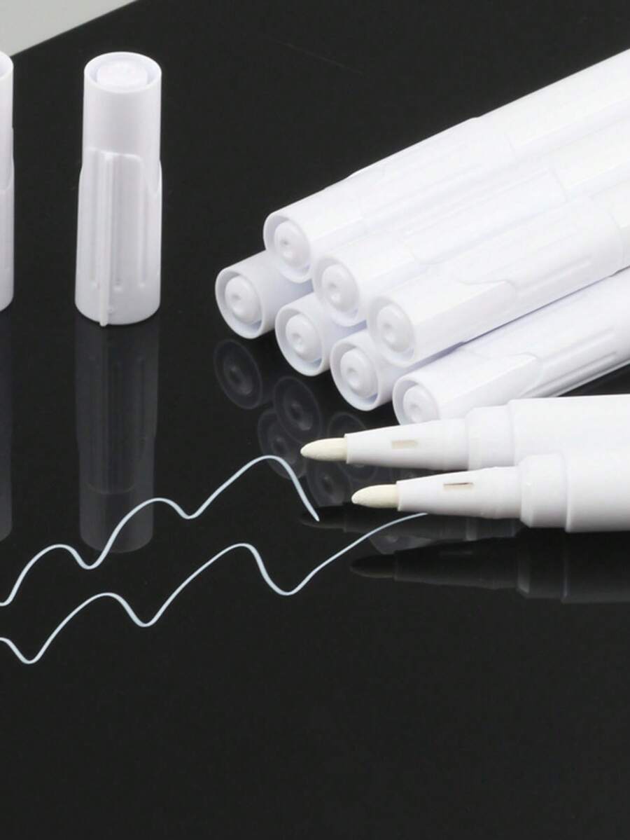 3pcs White Liquid Chalk Markers, LED Light Board Pens, Blackboard Sticker Pens, Seasoning Bottle Sticker Pens, Erasable Markers - White - View 1