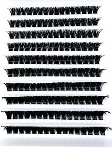 160pcs/100D 10-Row Fluffy Lash Extension Kit, Thick Cluster False Eyelashes, Individual Lashes, Faux Mink Cluster Lashes, D-Curl 8-16mm Various Lengths, Lash Extension, Significant Lash Extension, Lash Clusters, Individual Lashes, False Eyelashes - D - View 3