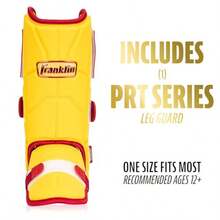 Franklin Sports Baseball + Softball Leg Guard - PRT Series Adult Shin + Foot Shield for Batting - Protective Leg + Ankle Guard with Toe Plate - Right Hand + Left Hand Hitters - Yellow/Red - One Size - Amarillo - Ver 2