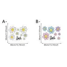 1/2pcs Colorful Floral Electrostatic Window Cling. Smiling Flowers And A "Smile" Sign Design. Removable And Waterproof PVC. Suitable For Home Decoration In Living Rooms, Bedrooms, And Bathrooms. - Multicolor - View 11