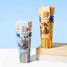 Miniso Disney Zootopia 520ml Plastic Straw Cup 4 Packs Set, 2 Styles, Viral Gift - Multicolor - View 4