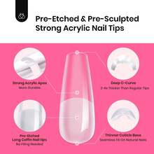 Beetles Tipex Lite Pre-Built Apex Nail Tips Kit, Stiletto Medium, With Tipex Nail Glue,  All-In-One Gel Nail Kit - Coffin Long 224pcs (Tipex Nail Kit) - View 7