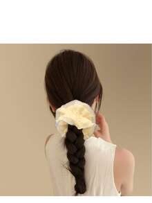 2pcs French Lace Hollow Flower Hair Scrunchies, Elastic Daily Hair Accessories For Women - Multicolor - View 8