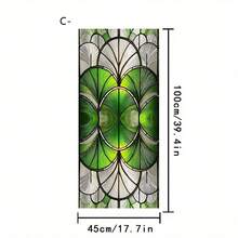 1pc Green Geometric Fan-Shaped Glass Window Film, Removable Vinyl Static Cling Decal. Provides High Privacy Protection, Suitable For Home, Office, Bathroom And Bedroom Decor. Features UV-Blocking And Frosted Effect. - Multicolor - View 16