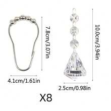 Bathroom Curtain Hook And Loop, Shower Hook With Gemstone Crystal Bead Pendant - Transparent - View 7