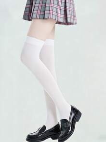 1/2 Pairs Black & White Combination High Elasticity Thigh High Socks, Suitable For Women - Multicolor - View 13