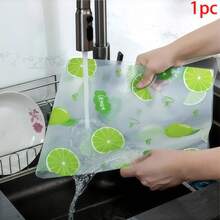 4 piezas de Alfombrillas Impermeables para Refrigerador - a prueba de humedad, antideslizantes, lavables y reutilizables. Hechas de material EVA con un novedoso patrón de limón. Adecuadas para el refrigerador y la decoración de la cocina. También se pueden usar como alfombrillas para refrigerador, forros de cajones, forros de estantes, cubiertas de mesa, forros de gabinete de zapatos y forros de gabinete. Regalo del Día de San Valentín, artículos para el hogar, artículos de cocina, manualidades DIY - Multicolor - Ver 15