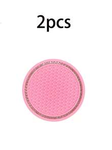 2 Packs Car Coasters, Glittery Cup Holder Insert Coasters, Universal Car Cup Holder Decorative Silicone Coasters, Car Interior Mats, Car Interior Decorations, 7cm Soft Crystal Water Rubber Mat Set Round Car Beverage Coasters Car Rhinestone Accessories - Multicolor - View 11