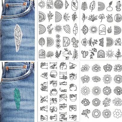 LAMYA Water Soluble Hand Sewing Stabilizers Embroidery Stick And Stitch Embroidery Paper Wash Away Stabilizers,For Embroidery Stabilizers Flower Patterns,For Hand Sewing Lover Beginners.Letter&Flower