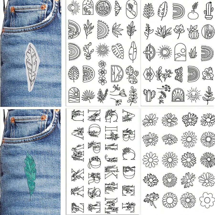 LAMYA Water Soluble Hand Sewing Stabilizers Embroidery Stick And Stitch Embroidery Paper Wash Away Stabilizers,For Embroidery Stabilizers Flower Patterns,For Hand Sewing Lover Beginners.Letter&Flower - Penstabil Jahit Tangan Tongkat Bordir - View 1