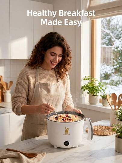 SOKANY 18厘米直径单层电热锅，电煎锅，多功能电饭煲，学生宿舍小电热锅，火锅，烹饪方式多样，两档火力调节，机械按钮，操作简便，适合1-3人使用，低油低烟，不粘锅，餐后易于清洗。