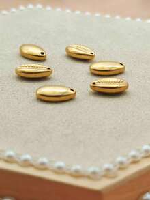 Bộ 6 mặt dây chuyền hình vỏ sò bằng thép không gỉ, phong cách Bohemian tối giản, phù hợp để đeo hàng ngày. - Vàng - Xem 3