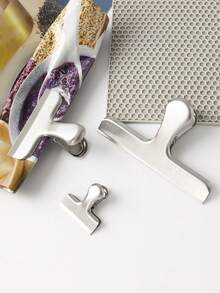 1 Buah Klip Penyegel Kantong Makanan Stainless Steel Warna Perak Ukuran Besar Sedang Kecil (Opsional) - Perak - View 10