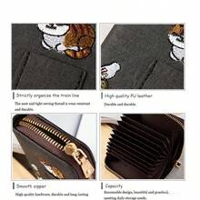 Cartera corta bordada para mujer, monedero con cremallera, monedero mini lindo portador de tarjetas, envío directo - Multicolor - Ver 7