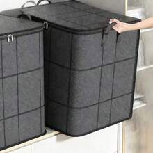 1 pieza Caja de almacenamiento con estilo de cajón, Caja de almacenamiento de ropa y ropa de cama, Caja de almacenamiento para el hogar, Caja de almacenamiento para muñecas de peluche. Tela talla grande gruesa actualizada, asa talla grande ancha y talla grande cómoda. Adecuado para almacenamiento en el hogar y en el almacén. - Gris - Ver 2