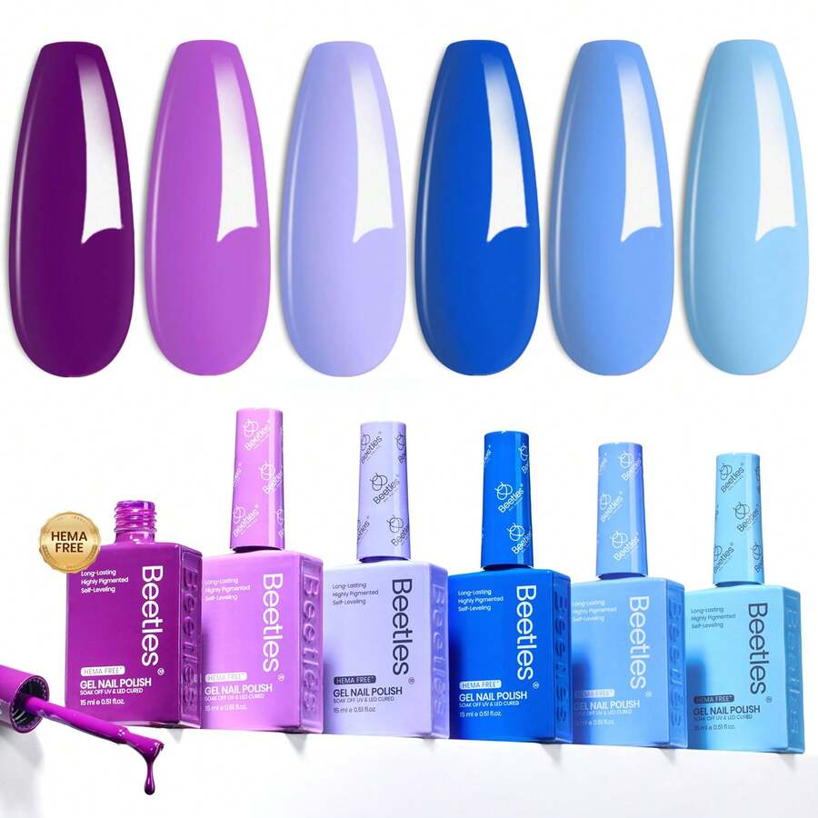 Beetles 15ML 6 Colors HEMA-Free Pastel Gel Polish - Fairy Tale Dream, Pastel Yellow Pink Blue Purple, Colorful Bottle, Soak Off UV LED Manicure - 15ML 6Colors Hema Free Wisteria Whisper - 查看 1