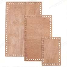 2D Flat, 3pcs Rectangular Wooden Crochet Basket Bases - Pre-Drilled Holes, Wooden Material, Essential For DIY Handbag Making And Weaving Projects - Wooden Base - View 4