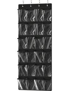 Simple Houseware 24 Pockets - Crystal Clear Over The Door Hanging Shoe Organizer, Black (64'' X 19'') - 黑色 - 查看 13