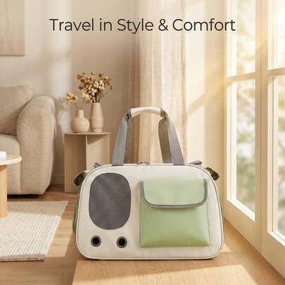 1 pieza Bolsa portadora de mascotas portátil, transportín de viaje plegable y transpirable de malla para gatos y perros pequeños, de tela Oxford para excursiones al aire libre