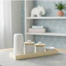 Baby Hygiene Kit Porcelain Rectangular Tray Pine Thermal 250ml Bedroom Cleaning K069 - 白色 - 查看 1