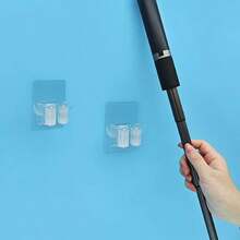 壁挂式拖把/扫帚架，2个装，新款粘性壁挂式拖把/扫帚架，超强防滑，适用于浴室、厨房、洗衣房。 - 透明 - 查看 10