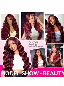 13x4蕾丝前假发，真人混纺发丝，预先拔毛，自然波浪，高清透明蕾丝前假发，200密度，无需胶水，带婴儿发，女士佩戴方便，无需胶水。 - SBUG - 查看 10