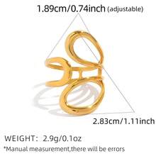 3pcs/1set 304 Stainless Steel 18K Gold Plated Wave Curve Rings Set, Polished Open Stackable Rings, Daily Wear, Party, Summer Holiday Gift, Women Jewelry, Western Jewelry, Teacher's Day Gift, Mother's Day Gift - Multicolor - View 8