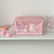 1个可爱心形高品质闪光铅笔盒，学生文具收纳包，便携式化妆包 - 筆袋 - 查看 13