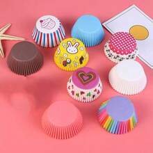 100 chiếc/gói Giấy lót bánh cupcake in ngẫu nhiên, cốc giấy chống dầu mỡ, quà tặng Ngày của Mẹ, đồ dùng cho mẹ, dụng cụ làm bánh - Nhiều màu - Xem 5