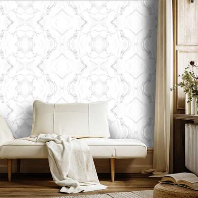 OUTANA 1 Sheet Of PVC Self-Adhesive Wallpaper With A White And Gold Marble Pattern, Waterproof, Removable Peel-And-Stick Wallpaper With A Floral Pattern Featuring Gold Accents; Dimensions: 17.7/15.7/11.8 X 196.8/118.1/78.7 Inches. Ideal For Kitchen Countertops, Cabinets, Shelving Liners, Furniture Surfaces, And Room Makeovers-A Perfect Spring Decoration To Give Your Home A Fresh New Look. Lama Decorative Stickers, Perfect As Birthday Or Graduation Gifts