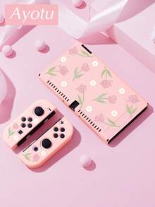 Ayotu 1 pieza Funda protectora transparente ultra delgada de TPU con patrón de tulipán rosa compatible con Switch OLED/Switch/Switch Lite/New Switch 2 (2025) - Admite diseño de acoplamiento, no es necesario retirar, anti-caída y a prueba de polvo, disponible en varios colores - Multicolor - Ver 8