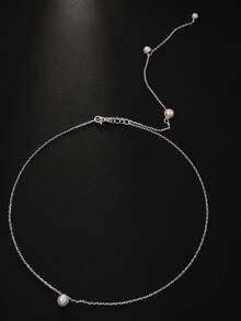 1件银色性感珍珠Y型身体链饰品，女士夏季沙滩比基尼配饰 - 銀色 - 查看 2