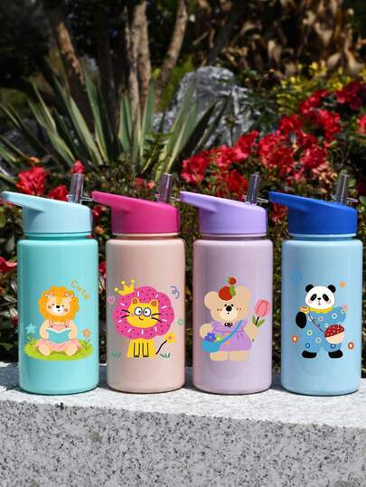 Bình nước 500ml hình phi hành gia và khủng long, cốc nước dễ thương dành cho học sinh có ống hút, món quà tuyệt vời nhất cho cả bé gái và bé trai, thích hợp cho hoạt động ngoài trời, trường học, thể thao, mùa tốt nghiệp, dễ mang theo.