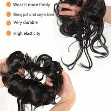 Synthetic Messy Curly Claw Hair Bun Chignon Hair Extensions Scrunchy Fake False Brown Black Hair With Tail For Women Hairpieces - Multicolor - View 6