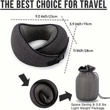 1pc Travel Pillow Pure Neck Pillow, Comfortable & Breathable Cover, Machine Washable, Airplane Travel Kit, Rest Pillow For Flights, Office, Car & Home Recliner - Black - View 3