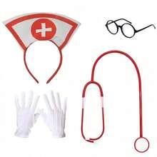 4/2/1pc Halloween Nurse Headband, Stethoscope, Pen Set Cosplay Party Accessories, Christmas Whimsical Fashion Basic Outfit For Women - Multicolor - View 6