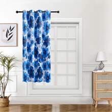 1pc/2pcs Creative Floral Curtain, Blackout Curtain With Floral Print, Darkening Room & Privacy Protection, 100% Blackout Curtain, Decorative Curtain For Living Room, Bedroom, Farmhouse, Blue Curtain - Blue - View 28
