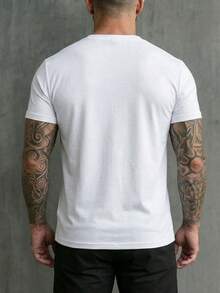 GRDR 男士休闲字母印花短袖T恤，夏季款 - 白色 - 查看 3