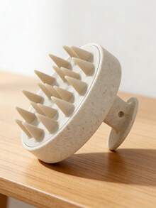 1个按摩洗发刷头按摩刷洗发梳硅胶洗发刷清洁沐浴梳美发工具 - 米色 - 查看 5