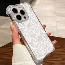 1个全新简约蕾丝防震透明TPU保护壳，兼容苹果系列、Apple 17 Pro Max、16 Plus、16 Pro Max、16 Pro/11、15 Pro Max、14 Pro Max、三星Galaxy S25 Ultra、S24 FE、S23 Plus、三星A55、A25、A15、A06、A04E、C15、Hot30i、Note 14 - 無色 - 查看 3