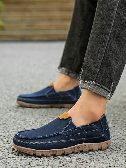 Rubber Non-Slip Sole Minimalist Business Casual Oxfords, Breathable Slip-On Loafers, Plus Size