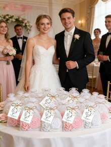 20件/套 粉色/白色玫瑰图案镜面发夹套装，婚礼回礼，玫瑰图案镜子和发夹，配丝绸袋和感谢卡，婚礼派对回礼，伴娘伴郎礼物，适合作为婚礼派对宾客礼物，婚礼派对用品 - 均碼 - 查看 4