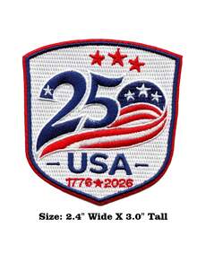 1PC USA 250 Anniversary Patch Patriotic Eagle Independence Embroidered Iron On - Multicolor - View 14